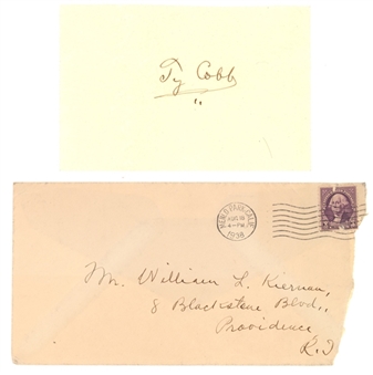 1938 Ty Cobb Signed Cut Signature With Original Mailing Envelope (Beckett)